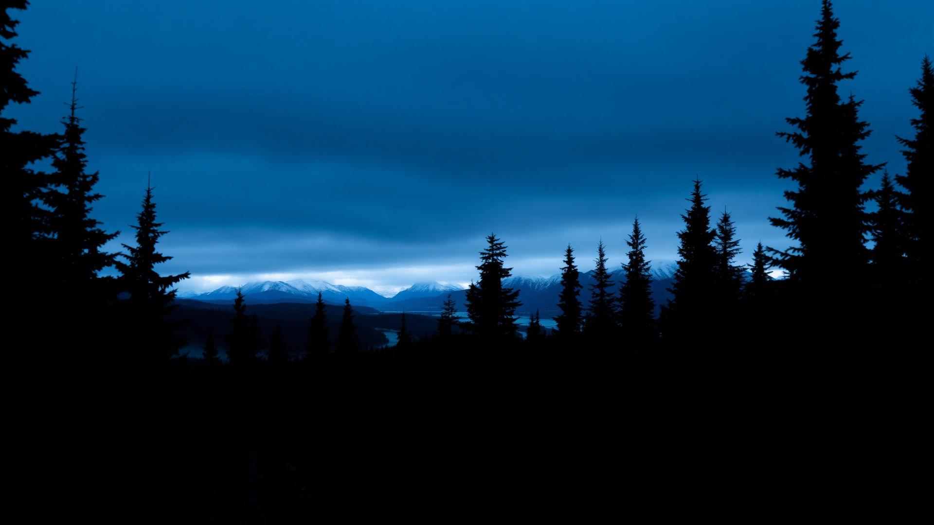 Alaska wilderness at blue hour